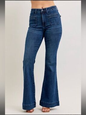 Judy Blue Dark Blue High-Rise Flare Jeans